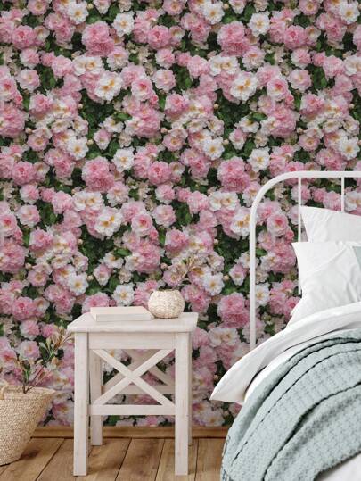 1 Roll Retro Thick Pink White Camellia Flowers, Green Leaves, Fresh And Simple Style Suitable For Home Decoration, Kitchen Cabinets, Tables And Chairs, Room Backgrounds, Home Renovation, DIY Waterproof, Anti Fouling, Easy To Clean, Self-Adhesive, Peel And Paste Wallpaper Wall Stickers, Wallpaper Wall Stickers Gifts Birthday Graduation Wall Paper Room Decor Wall Decor