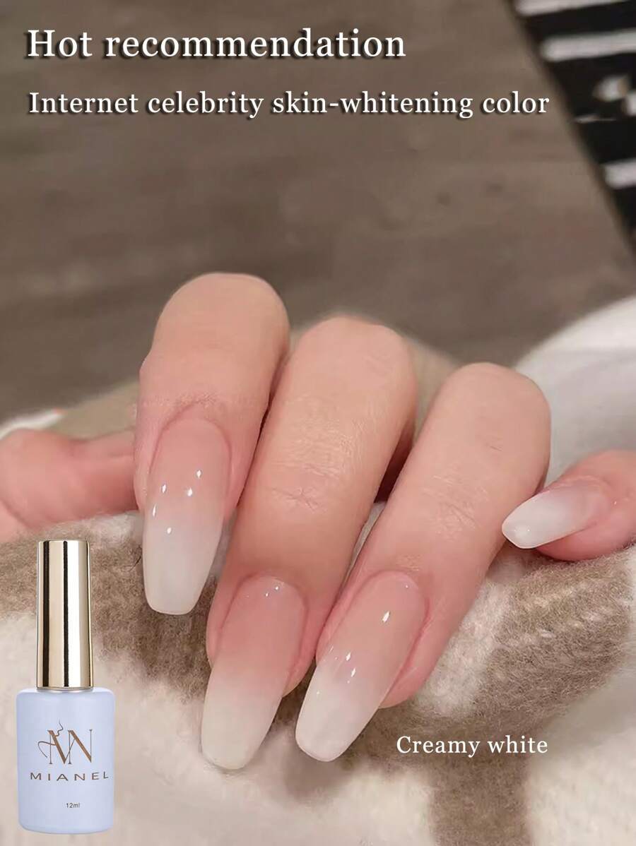 MIANEL GEL MIANEL 12ml 月光椰奶白色凝胶指甲油，夜间闪耀，包含畅销的白色、粉色、蓝色凝胶指甲油，2025 年新款多功能闪亮钻石亮片指甲油，非常适合美甲沙龙、白色美甲、圣诞节美甲、万圣节美甲、秋季美甲用品。