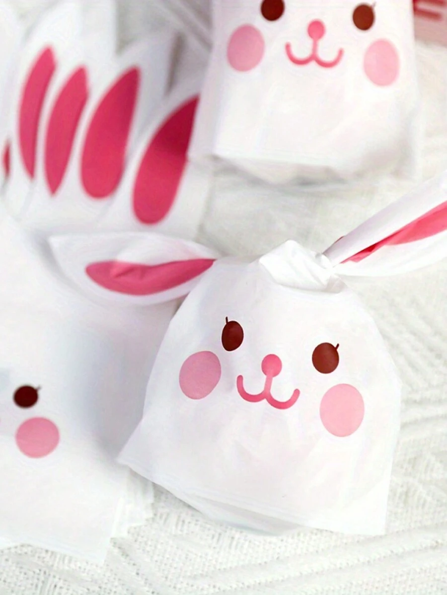 50个装 - 精美复活节礼品袋，复活节糖果袋，大量，糖果袋，塑料小复活节袋，复活节派对零食袋，可装三明治，复活节兔子礼品袋，塑料复活节派对零食袋，扭结蝴蝶结，适用于派对礼物、婚礼生日用品 - 彩色 - 查看 1