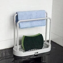 1pc Grey Kitchen Sink Caddy, Rust-Resistant Sink Organizer Tray For Sponges, Cloths, Brushes, And Scrubbers - Multicolor - View 1