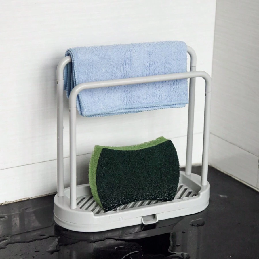 1pc Grey Kitchen Sink Caddy, Rust-Resistant Sink Organizer Tray For Sponges, Cloths, Brushes, And Scrubbers - Multicolor - View 1