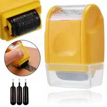 4Pcs ID Theft Protection Stamp Security Data Defender Protect Privacy Roller Set - Amarillo - Ver 2