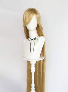Peluca larga recta de princesa rubia con flequillo, fibra sintética sin pegamento de 60 pulgadas, peluca de princesa para mujeres, cosplay anime, uso diario, fiestas de San Valentín y Halloween, escuela, carnaval, conciertos, vacaciones, fotografía, Comic Con, exposiciones, regalos de Acción de Gracias, decoraciones navideñas
