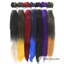 编织头发预拉伸自然易扭辫子 EZ 编织头发 26 英寸热水设置专业合成纤维 Yaki 纹理用于钩针编织接发 - 彩色 - 查看 6