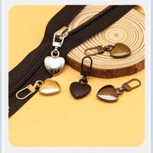 5pcs/10pcs Heart-Shaped Metal Zipper Pulls, Detachable Replacement Zipper Heads For Bags, Jackets, Clothes, Shoes, Universal Zipper Sliders, Long, Pendant, Wave Styles