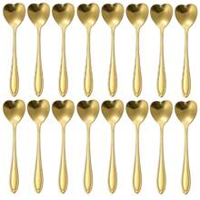 2/8/12/16 件心形不锈钢咖啡勺，适合家庭厨房、餐厅、酒店、节日派对、情人节返校礼物 - 金色 - 查看 7