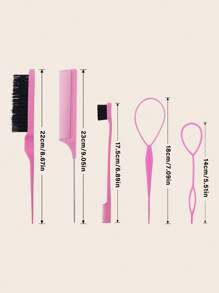 5-częściowy zestaw szczotek do włosów typu slick back z narzędziem Topsy Tail, zestaw szczotek do włosów typu slick back, szczotka do włosów z włosia szczotka do kontroli krawędzi grzebień do czesania włosów dla kobiet i dziewcząt - Wielokolorowe - Zobacz 12