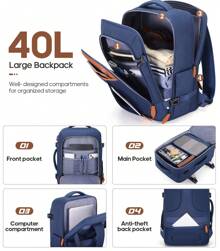 UKEIN Luggage Sets 3 Piece, Carry On Luggage 20 Inch With Spinner Wheels,PC Hardside Suitcase Set With TSA Lock, Carry On Suitcase With Travel Backpack For Men Women - Màu xanh lam - Xem 4