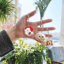 1pc Customized Photo Keychain, Acrylic Pet Keychain, Personalized Dog Keychain, Keychain With Customized Picture Sequines Colorful, Cute, Adorable, Funny, Kawaii Custom, Personalized, Unique, Customized Ideal Gifts For Him, Ideal Gifts For Her Her, Boyfriend, Girlfriend, Family, Friends, Pets, Children, Grandparents Personalized/Customized Keychain, Personalized Gifts For Women/Men