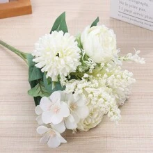 1pc/3pcs Artificial Flowers-Silk Hydrangea, Peony, Carnation Bouquet Real Touch Fake Peony Flower For Autumn Wedding Mother's Day Valentine's Day Vase For Home Dining Room Bedroom Decorations, Festival Birthday Party Accessories, Outdoor Garden Decorations Gifts Graduation