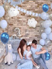 Zestaw niebieskich i białych balonów, 60/120 szt. 12-calowe metaliczne chromowane niebieskie balony Perłowe niebieskie balony Jasnoniebieskie balony Niebieskie i białe balony na baby shower, urodziny, wieczór panieński, dekoracje weselne