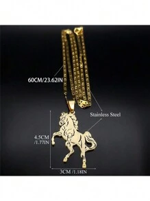 Horse Pendant Necklace For Women Men Stainless Steel Animal Running Horse Accessories Necklace - Necklace - View 6