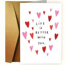 1pc (With You, Life Is Better), Conveys Love, The Positive Impact They Bring To Life. Valentine's Day, Anniversary, Valentine's Day Cards Express Each Other's Appreciation And Appreciation For Each Other's Existence. - Multicolor - View 5