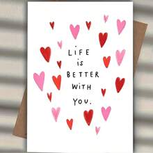 1pc (With You, Life Is Better), Conveys Love, The Positive Impact They Bring To Life. Valentine's Day, Anniversary, Valentine's Day Cards Express Each Other's Appreciation And Appreciation For Each Other's Existence. - Multicolor - View 4
