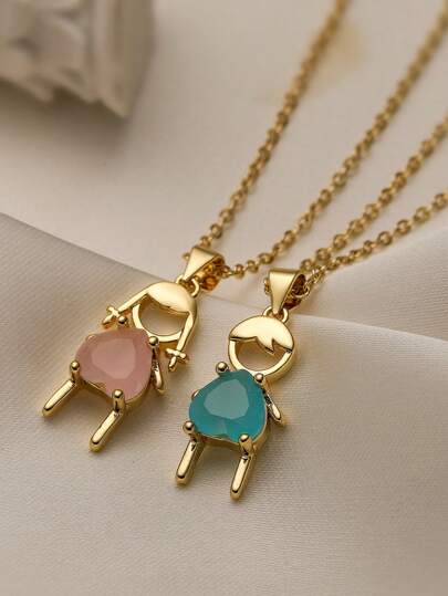 1 pieza Collar con colgante de piedra simple y de moda para niños y niñas, cadena de clavícula minimalista y de moda, apropiado para citas, fiestas, regreso a la escuela, San Valentín, regalos de cumpleaños