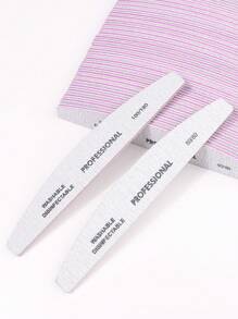 klimonla 25 peças/50 peças Lixa de Unha Profissional em Formato de Meia-Lua com Lixa de Unha de Grão 80/80, 100/180 - Cinza - Visão 2