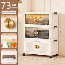 5/4/3/2/1 Layer Foldable Multi-Layer Storage Box, Bedroom Clothes, Double-Door Storage Cabinet, Cream-Colored, For Living Room, Books, Snacks, Folding Cabinet - Color Mixing - View 27