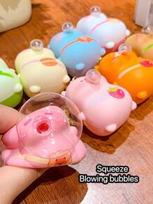 1 pièce Porte-clés suspenseur de sac à dos avec dispositif de soufflage de bulles, porte-clés de couple en forme de cochon mignon, petit cadeau