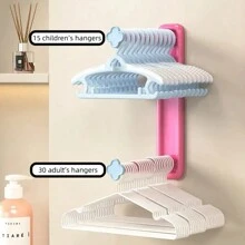 1pc Expandable Wall Mounted Storage No-Drill Rack, Space Saving Balcony Organizer, Clothes Hanger Hanging Hook, Spring, Minimalist, Summer Tops