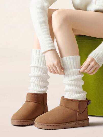 1双白色腿套，可搭配靴子，冬季打底裤套装，日系JK风格，女士情人节袜子，可直接穿着，可叠穿