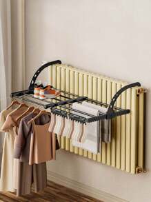 1 pièce Séchoir à linge pliable et rétractable en acier inoxydable. Charge importante. Idéal pour le balcon, le rangement. Sèche les vêtements, les chaussures, les serviettes, à l'intérieur comme à l'extérieur. Convient pour les dortoirs, les appartements de location, les familles en immeuble.