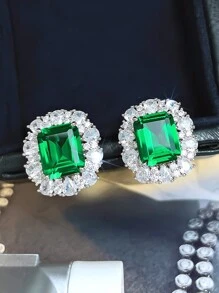 1 par de pendientes de tuerca clásicos con circonita cúbica para mujeres, para boda, compromiso, aniversario, fiesta, joyería, regalo del Día de San Valentín, mamá, madre, Día de la Madre