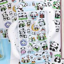 6 Pezzi di adesivi carini a forma di panda, in PET impermeabili, decalcomanie autoadesive a cartoni animati, per scrapbooking, diari, accessori fai-da-te - colori misti, diario, adesivi, forniture scolastiche, ritorno a scuola - Multicolore - Visualizzare 6