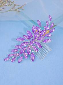 1pc Elegant Handmade Bridal Rhinestone Inverted Comb Hair Accessory For Women