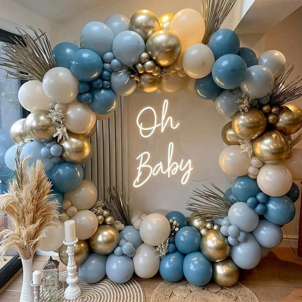 127pcs/Set Blue Themed Balloon Decoration Set, Suitable For Birthday, Wedding, Baby Shower, Holiday Party Decor