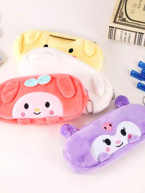 sanrio1 no use A Zipper Plush Corduroy Kawaii Cartoon Cartoon Image Design Multi-Functional Student Pencil Case, Large-Capacity Stationery Bag, Storage Of Learning Tools, Large-Capacity DIY Stationery Storage Bag, Multi-Functional Cube Storage Bag, A Must-Have For The Start Of School, A Good Gift For Children Who Love To Learn, Write And Draw!Halloween Gifts,School Supplies