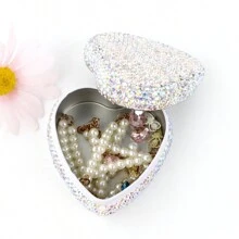 2pcs Jewelry Storage Box, Creative Proposal/Wedding Earrings Necklace Travel Portable Heart-Shaped Organizer