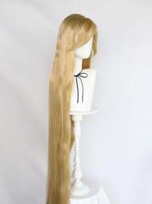 Peluca larga recta de princesa rubia con flequillo, fibra sintética sin pegamento de 60 pulgadas, peluca de princesa para mujeres, cosplay anime, uso diario, fiestas de San Valentín y Halloween, escuela, carnaval, conciertos, vacaciones, fotografía, Comic Con, exposiciones, regalos de Acción de Gracias, decoraciones navideñas