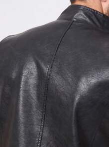 Gilet in pelle PU per motociclisti uomo, giacca senza maniche, stile sportivo da corridore, colore nero, adatto per primavera/estate