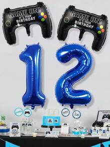 3 件套游戏控制器铝箔气球套装，包括 40 英寸蓝色数字、游戏控制器，适用于游戏玩家派对、游戏主题生日派对装饰、室内/室外场景装饰 - 彩色 - 查看 5