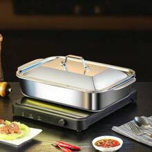 Ldq Oversized Heavy Duty Stainless Steel Bakeware With Lid-Non-Stick Thickened Rectangular Oven Tray, Suitable For Desserts, Bread And Seafood-Perfect For Barbecue, Buffet And Festivals - 黑色 - 查看 7