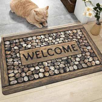 1pc Faux Pebble Printed Entry-Level Indoor Carpet, Anti-Skid, Wear-Resistant, Stain-Resistant, Soft Rug, Floor Mat Suitable For Living Room, Bedroom, Kitchen, Etc. ,Room Decor