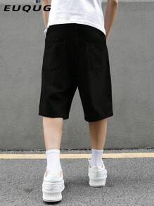 Męskie, casualowe, jeansowe szorty z nadrukiem Smiling Face