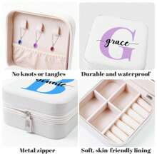 1PC Personalized Jewelry Box With Mirror , Initials,Custom Name PU Square Jewelry Box Gift, Travel Leather Ring Box, Customized Jewelry Storage Box, Women'S Mother'S Day Gift, Best Friend, Mother, Grandma, Girlfriend'S Gift