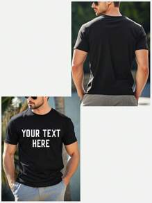 Personalized Customized Text Men's Black T-Shirt, Input Your Text/Blessing/Funny/Message, Holiday Gift, Valentine's Day/Birthday/Anniversary Custom Text, Team Building Outfit, Music Festival Clothes, Gift For Him, Party Outfit, Spring/Summer Round Neck Short Sleeve Black Tee Ornamental,Dawg Stylish,Fashion,Hipster,Contracted,Easy Costume,Modest Fashion,Minimal Chic,Casual Custom,Unique,Personalized Ideal Gifts For Him Family,Boyfriend,Friends,Children