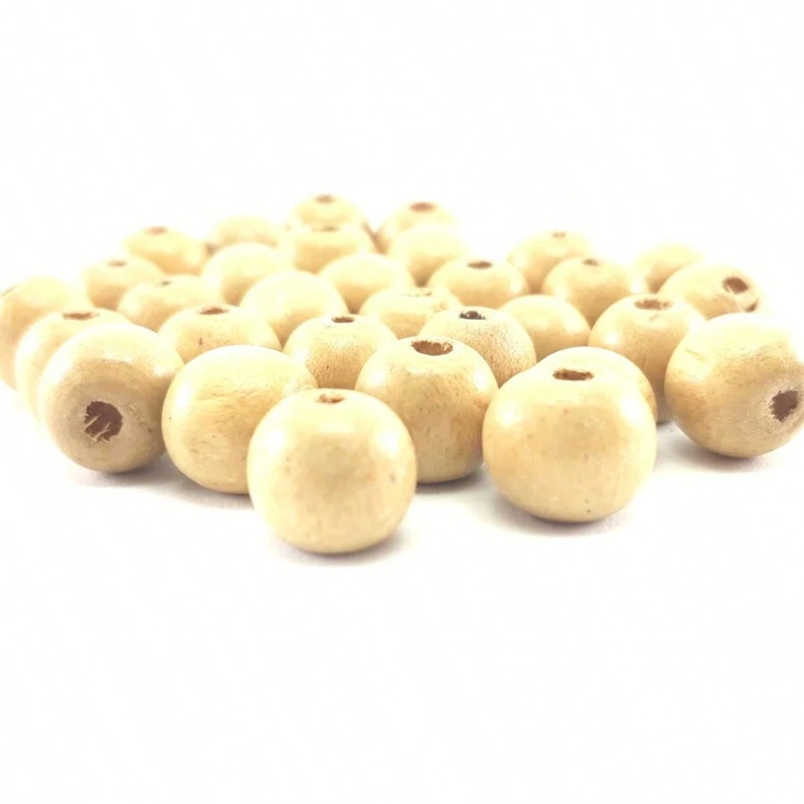 Pearl Bead Ball Wood Bead 8mm - Ivory - View 1