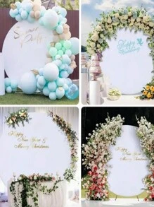 1 Piece 5ft, 6ft, 6.6ft (Approx. 1.5m, 1.8m, 2m) White, Pink, Black, Light Blue Round Background Cover Round Arch Cover With Buckle Polyester Fiber Fit Round Balloon Arch Cover Fits Wedding Birthday Party Decorations