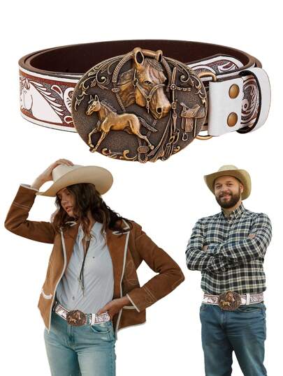 1 Peça Cinto Ocidental com Cabeça de Cavalo, Cinto Ocidental Clássico Masculino, Moda Cowboy Neutra, Motociclista, Estilo Punk de Rua, Cinto Ocidental Masculino, Dinheiro Velho Vintage, Outono/Inverno, Moda Urbana Clássica, Presente de Natal para Namorado, Uso Diário Masculino