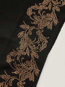 1pc Women's Black Rhinestone Embellished Chiffon Scarf/Neck Wrap, Multifunctional