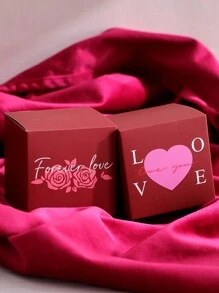 6pcs Elegant Mini Gift Boxes Burgundy Red Gift Boxes With "Love" Pattern. Perfect For Candies, Chocolates And Small Gifts. Perfect For Valentine's Day, Weddings, Anniversaries And Celebrations. Chic Gift Packaging For Special Occasions