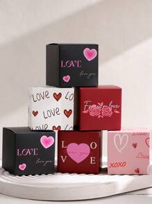 6pcs Elegant Mini Gift Boxes Burgundy Red Gift Boxes With "Love" Pattern. Perfect For Candies, Chocolates And Small Gifts. Perfect For Valentine's Day, Weddings, Anniversaries And Celebrations. Chic Gift Packaging For Special Occasions