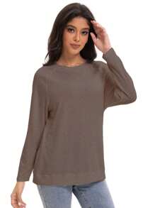 GEREARC Women's Long SSeeved Shirt, Casual Loose Top, Autumn Fashion Dress, Basic Fashion Clothing - 咖啡灰 - 查看 4