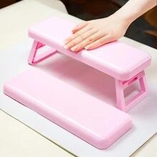 可折叠美甲扶手，美甲师专用手托，马卡龙美甲手托架，便携式亚克力手托，美甲枕扶手，可折叠加高美甲灯塑料手枕，简约风格手枕，轻奢手枕工具架，美甲沙龙专用腕托支架（粉色）