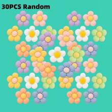 1 Set Of 5/10/20/30/50pcs Random Flower Themed Shoe Decorations, Can Be Matched With Other Shoe Accessories For Decoration. Suitable For Birthday, Party, Holiday, Valentine's Day. Shoe Decor, Shoe Accessories, Shoe (Accessories) Decoration