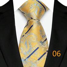 GOADAFOO 奢华 8CM 男士领带黄色圆点条纹纯色领带男士新郎提花编织领带适合商务婚礼派对 - 黃色 - 查看 15