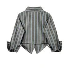 Women's Striped/White/Black Asymmetrical Hem Shirt With Tie: It Combines Vintage Western, Retro, And Casual Styles, And Is Very Suitable For Fashionable Women In Daily And Dating Occasions, As Well As For Students Returning To School And Campus Parties.